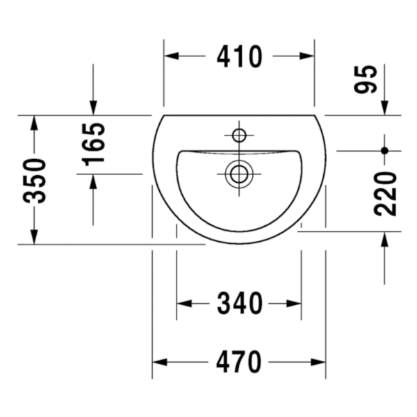 Duravit Darling New umywalka mała z przelewem z półką na baterię od spodu glazurowana 470 mm 0731470000 - obrazek 2