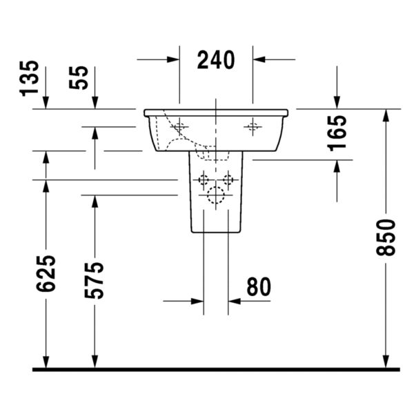 Duravit Darling New umywalka mała z przelewem z półką na baterię od spodu glazurowana 470 mm 0731470000 - obrazek 3