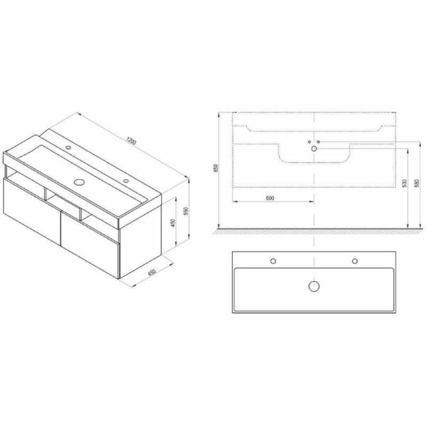 Ravak Natural szafka 120 cm podumywalkowa wisząca biały połysk X000001053 - obrazek 5