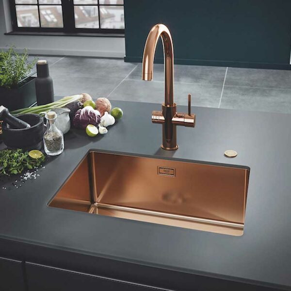 Grohe K700 zlew podblatowy ze stali nierdzewnej brushed warm sunset szczotkowana miedź 31574DL0 - obrazek 2