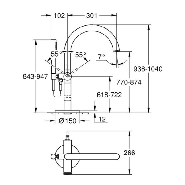 Grohe Atrio wolnostojąca bateria wannowa złota 32653GL3 - obrazek 3
